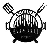Personnalisé nom, Bar & Grill signe et année, Barbecue sign Cadeau pour les hommes, Barre Accessoires et décoration murale, Idée ...