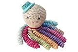 Pieuvre Amigurumi pour nouveau-né multicolore avec chapeau bleu. Crochet Octopus - Crochet pour bébé Idéal comme cadeau de naissance.