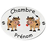 Plaque de Porte de Chambre Personnalisable Vache avec un Prenom Exemple Stéphanie