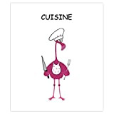 Plaque de porte de cuisine humoristique flamant rose, signalétique cuisine humoristique