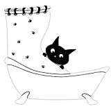 Plaque de porte de salle de bains humoristique chat noir, signalétique humoristique
