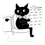 Plaque de porte de toilettes chat noir, signalétique humoristique toilettes