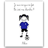 Plaque de porte footballeuse avec prénom, decoration chambre fille enfant ado, déco foot équipe personnalisable