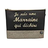 Pochette Artisac “Je suis une marraine qui déchire” - Petite Pochette message personnalisé - Fabriquée en France artisanalement - Facile ...