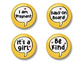 Pregnancy Badge Set, 4 Badges, Badge Packs, 32mm, I am pregnant, Baby on board, It's a girl, Be kind, Baby ...