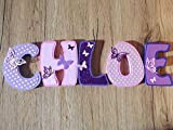 prénom bois enfant personnalisé lettre décorative thème papillon