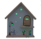 QuéKawaii® La Petite Souris. Maison en bois magique faite à la main. Brillez dans l'obscurité. Porte, lampadaire et échelle en ...