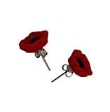 Red Poppy flower stud earrings. Remembrance Day Poppy flower. Lest we forget. Poppy pin. Poppy badge. Poppy earrings. (Poppy badge ...