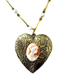 sautoir medaillon, cassolette, coeur, porte photo camée Marie Antoinette