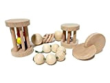 Set de 5 jouets Montessori, ensemble de jeux pour bébé, disques emboîtés préhension, hochet de perle, hochet cage boules et ...