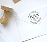 Tampon adresse ou mariage personnalisé. Pour personnalisation d'enveloppes courriers, faire-part avec vos noms, votre texte. Style floral/champêtre. Réalisé sur mesure. ...