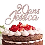 Topper de gâteau d'anniversaire avec prénom et âge personnalisés, finition pailletée ou brillante, cake topper, décoration, joyeux anniversaire, fête